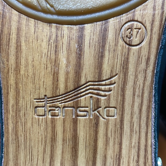 Dansko Maci Leather Slip On Clog Platform Sandals Black & Tan Size 37 (US 6.5-7) - Picture 15 of 16